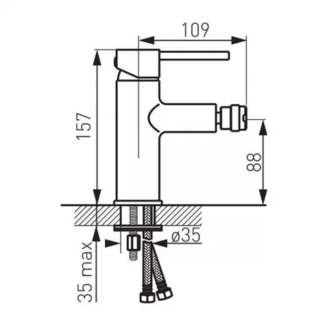 Baterie bideu FDesign Flusso auriu lucios monocomanda cu ventil