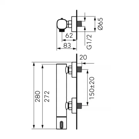 Baterie dus FDesign Meandro crom lucios monocomanda