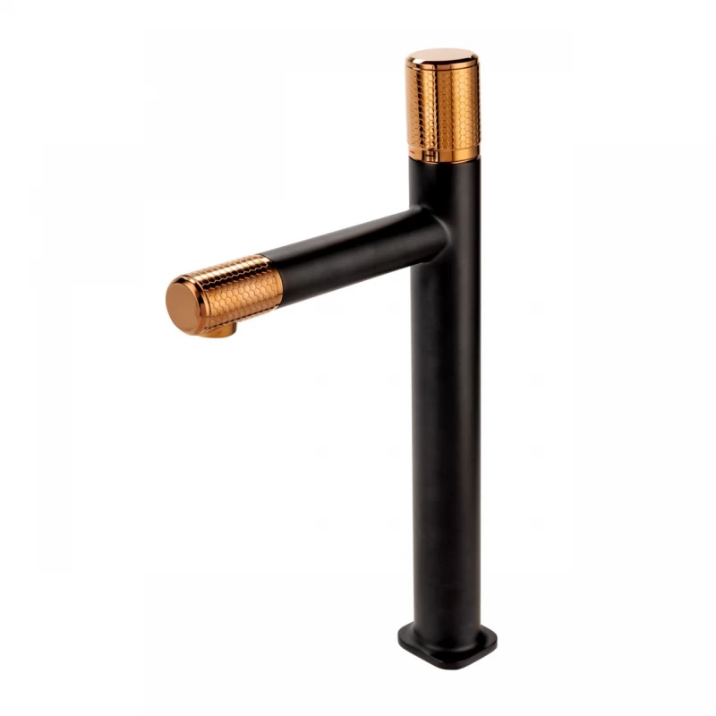 Baterie lavoar inalta FDesign Ardesia negru-rose gold