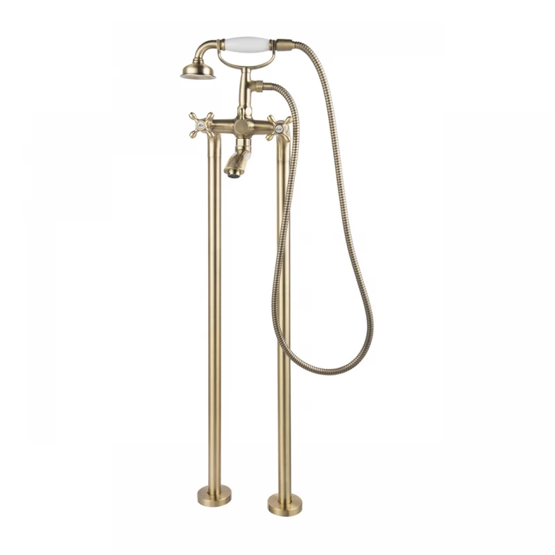 Set PROMO baterie cada si dus freestanding FDesign Lacrima bronz periat cu set de dus