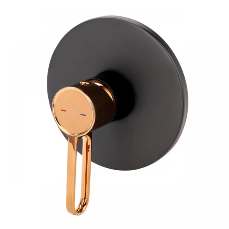 Baterie dus incastrata FDesign Zaffiro negru mat-rose gold lucios monocomanda
