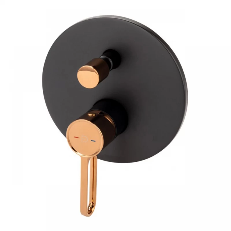 Baterie cada si dus incastrata FDesign Zaffiro negru mat-rose gold auriu monocomanda