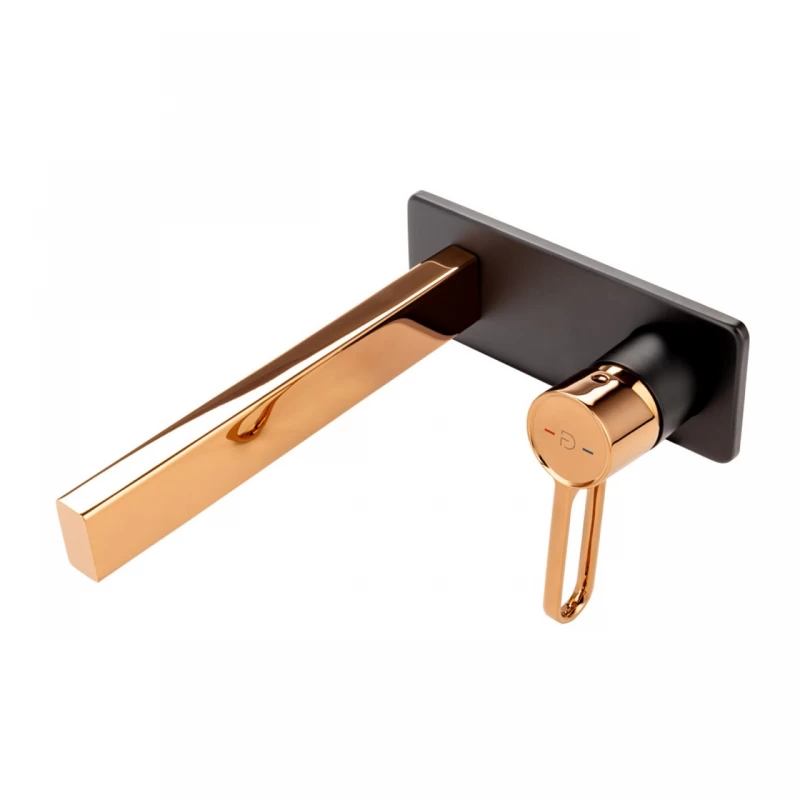 Baterie lavoar incastrata FDesign Zaffiro negru mat-rose gold lucios monocomanda