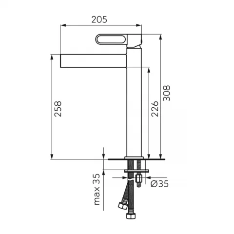 Baterie lavoar inalta FDesign Zaffiro negru mat monocomanda