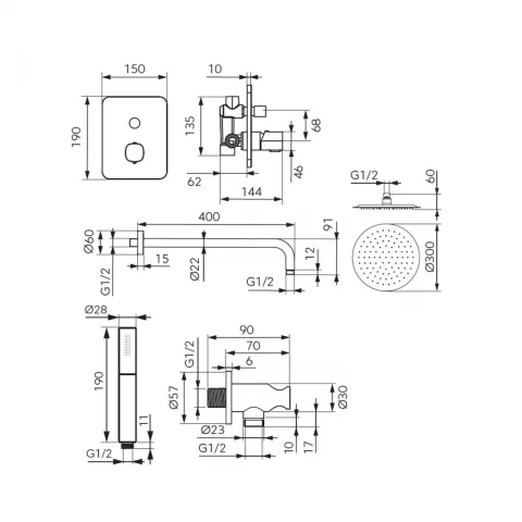 Sistem de dus incastrat FDesign Meandro crom lucios 