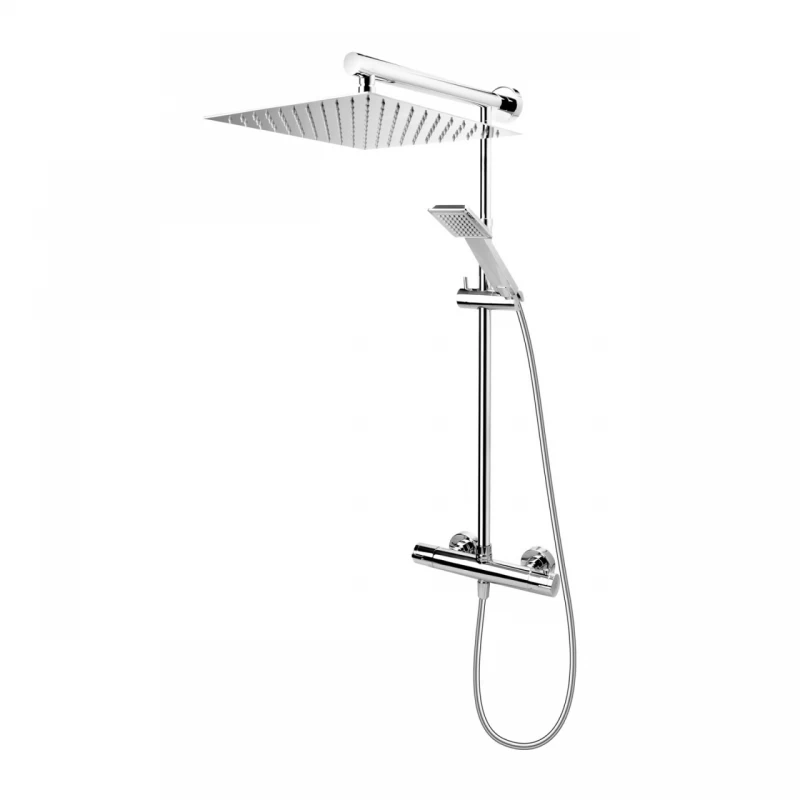 Sistem de dus FDesign Anima Quadro crom lucios cu baterie termostatata 