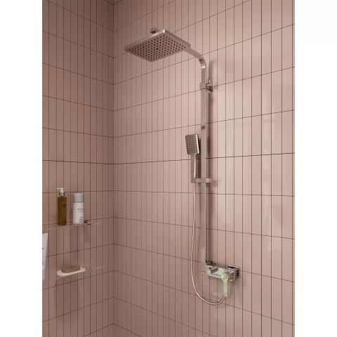 Sistem de dus FDesign Origio crom lucios cu baterie monocomanda 