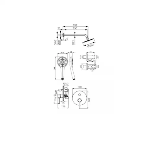 Sistem de dus incastrat FDesign Zaffiro alb mat