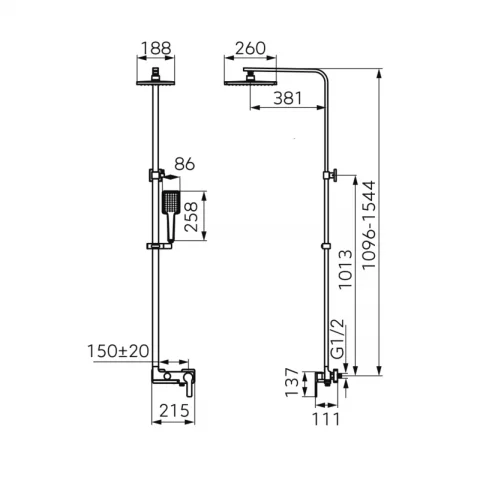 Sistem de dus FDesign Origio crom lucios cu baterie monocomanda 