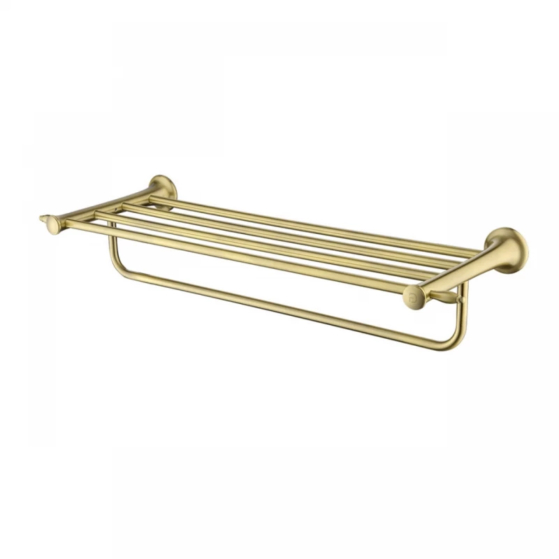 Suport prosop simplu FDesign Lacrima bronz periat 60 cm cu raft