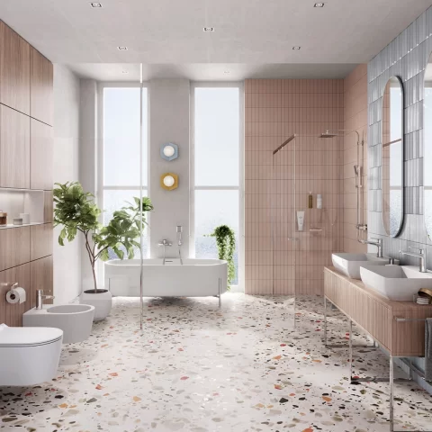 Sistem de dus FDesign Origio crom lucios cu baterie monocomanda 