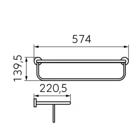 Suport prosop simplu FDesign Merida negru-rose gold 57.4 cm cu raft