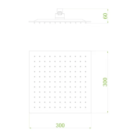 Palarie de dus patrata FDesign Inula negru mat 1 functie 300x300 mm