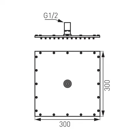 Palarie de dus patrata FDesign Inula finisaj crom 1 functie 300x300 mm