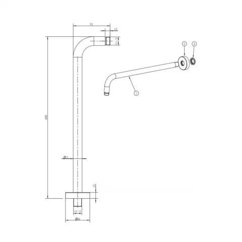 Brat de dus FDesign Inula auriu lucios 40 cm 
