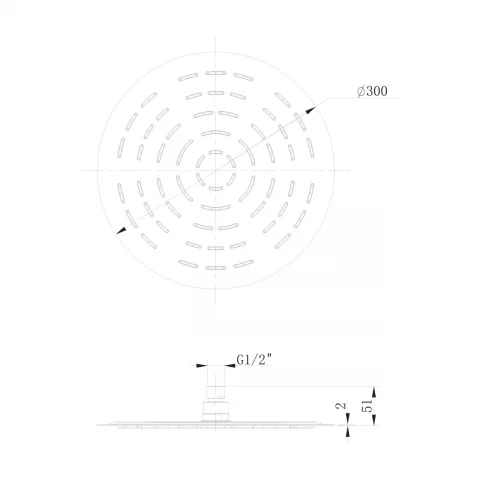 Palarie de dus rotunda FDesign Inula finisaj auriu 1 functie 300 mm