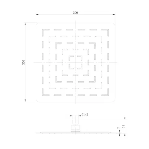 Palarie de dus patrata FDesign Inula finisaj oglinda 1 functie 300x300 mm