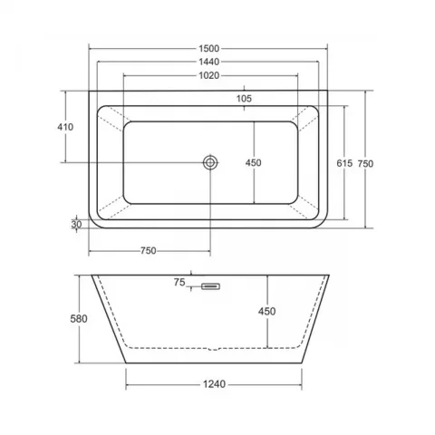 Cada freestanding Besco Varya alb 150x75 cm