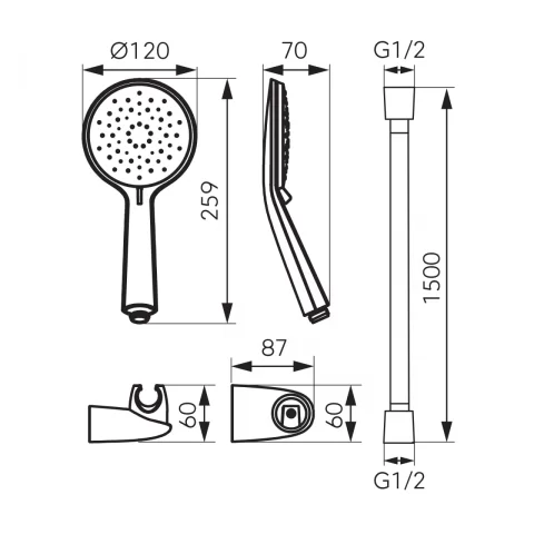 Set de dus FDesign Hotspring cu porter si para 3 functii negru - rose gold