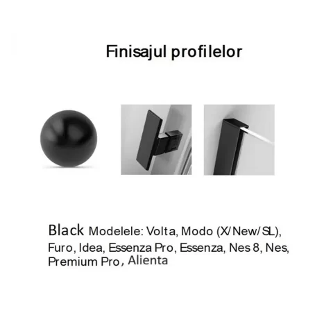 Set promotional cabina de dus Radaway Alienta negru mat 80x100 cm cu cadita si sifon