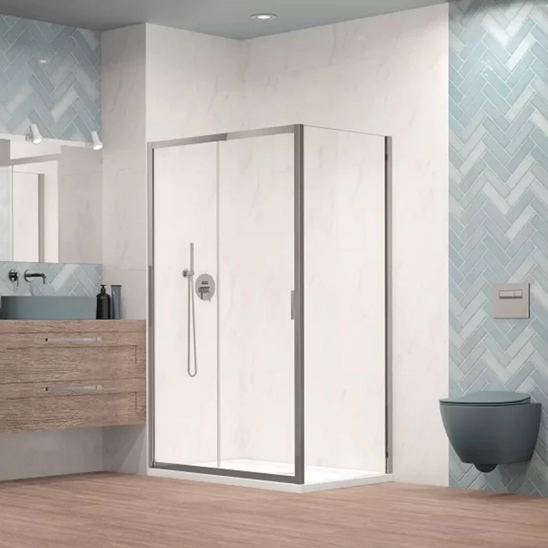 Set promotional cabina de dus Radaway Alienta DWJ+S crom 100x90 cm cu cadita si sifon