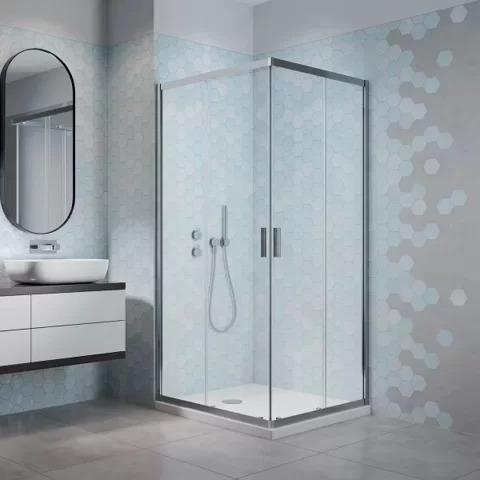 Cabina de dus patrata Radaway Alienta C cu usi culisante 80x80 cm crom lucios