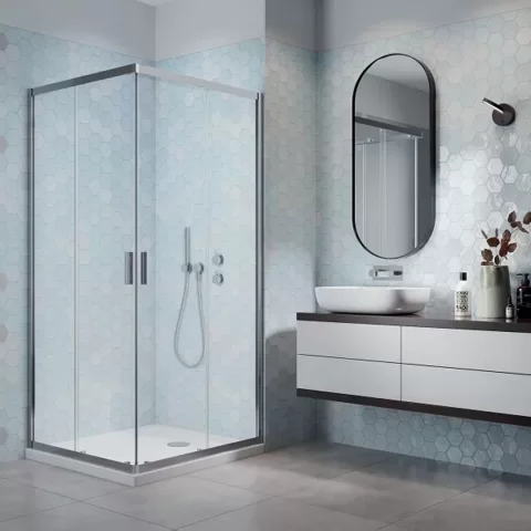 Cabina de dus patrata Radaway Alienta C cu usi culisante 80x80 cm crom lucios