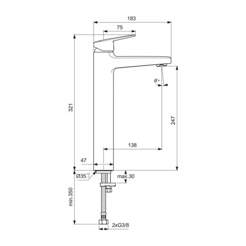 Baterie lavoar inalta Ideal Standard Ceraplan monocomanda negru mat 
