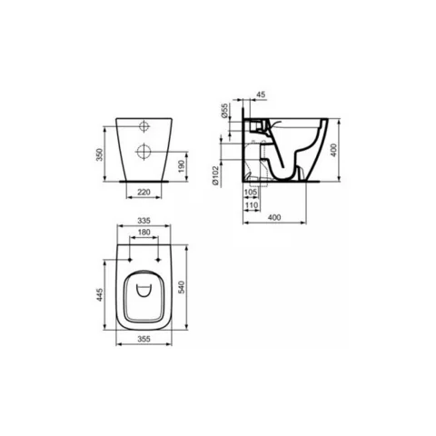Vas WC pe pardoseala Ideal Standard i.life B BTW rimless gri lucios 
