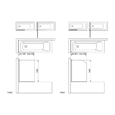 Paravan cada mobil Ideal Standard Connect profil cromat 80x140 cm
