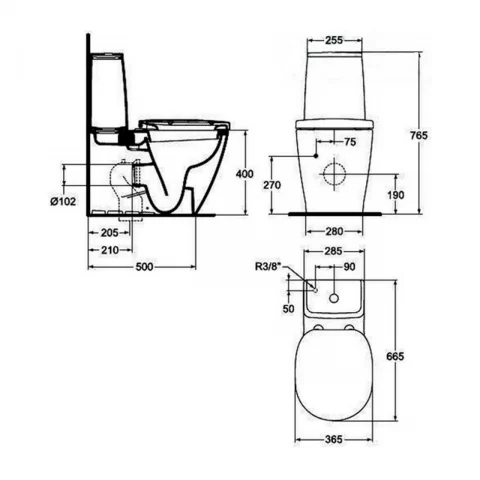 Set PROMO vas WC pe pardoseala Ideal Standard Connect Cube cu rezervor aparent si capac alb