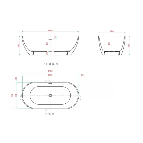 Cada freestanding Kreiner Marbella 169x80 cm alb
