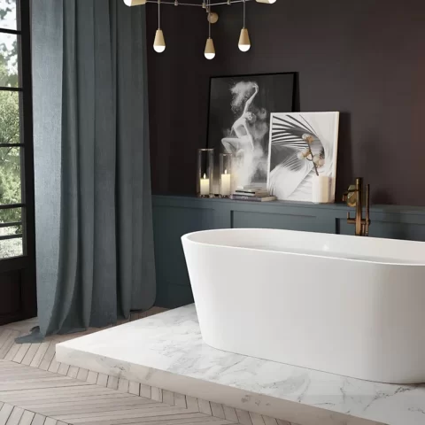 Cada freestanding Coloana Hera 170x73 cm acril alb