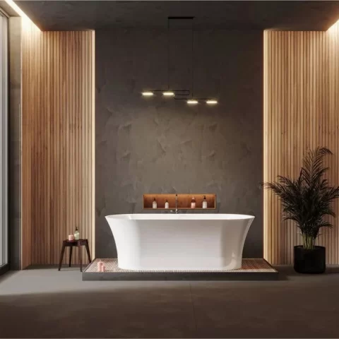 Cada freestanding compozit Coloana Helga 150x85 cm alb lucios