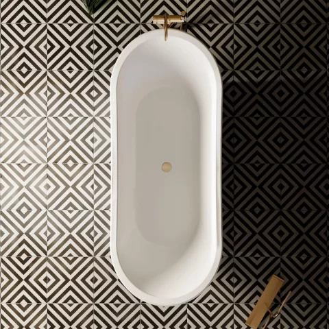 Cada freestanding compozit Coloana Charlotte 160.5x66 cm alb lucios