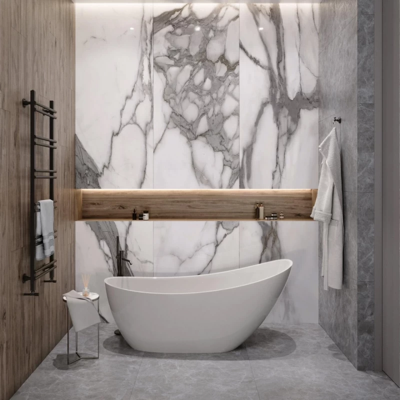 Cada freestanding compozit Coloana Marina 174.5x72.5 cm alb lucios