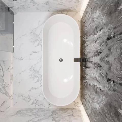 Cada freestanding compozit Coloana Providence 170x70 cm alb lucios