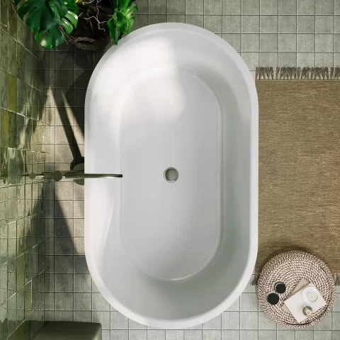 Cada freestanding compozit Coloana Helga 150x85 cm alb lucios