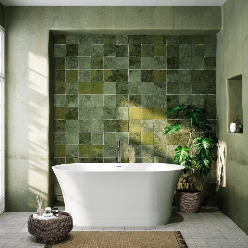 Cada freestanding compozit Coloana Helga 150x85 cm alb lucios