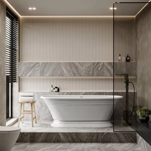 Cada freestanding compozit Coloana Anastasia 175x80 cm alb lucios