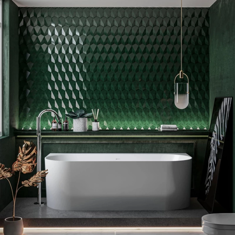 Cada freestanding compozit Coloana Bali 170x75 cm alb lucios