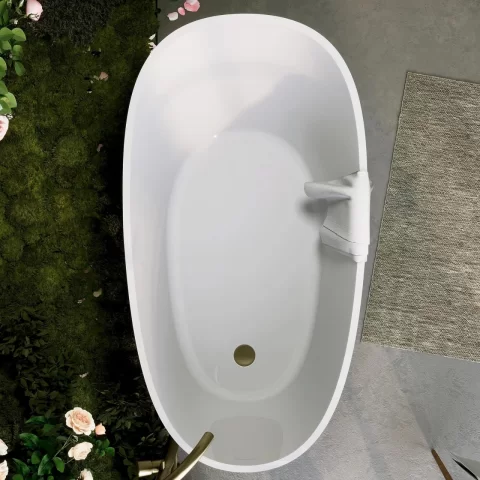 Cada freestanding compozit Coloana Valeria 140x74 cm alb lucios