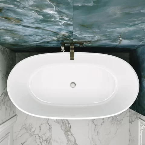 Cada freestanding compozit Coloana Molly 160x81 cm alb mat