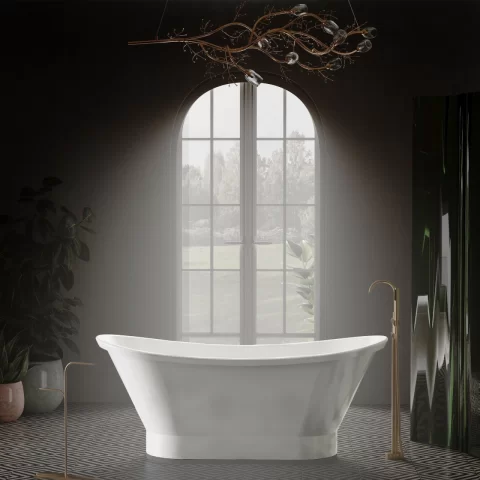 Cada freestanding compozit Coloana Charlotte 160.5x66 cm alb mat