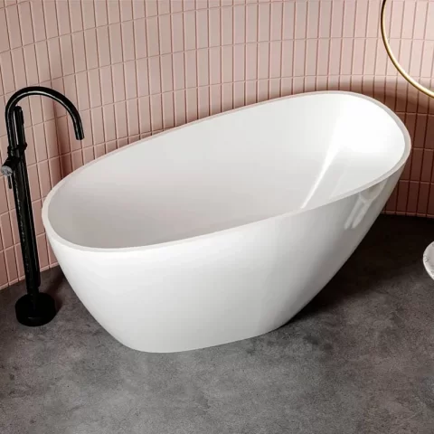Cada freestanding compozit Coloana Valeria 140x74 cm alb lucios