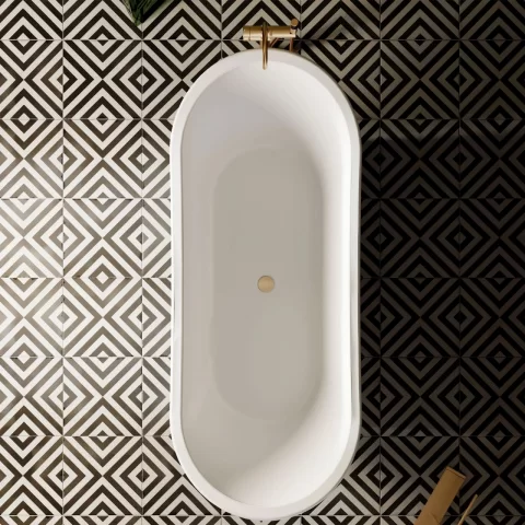 Cada freestanding compozit Coloana Charlotte 160.5x66 cm alb mat