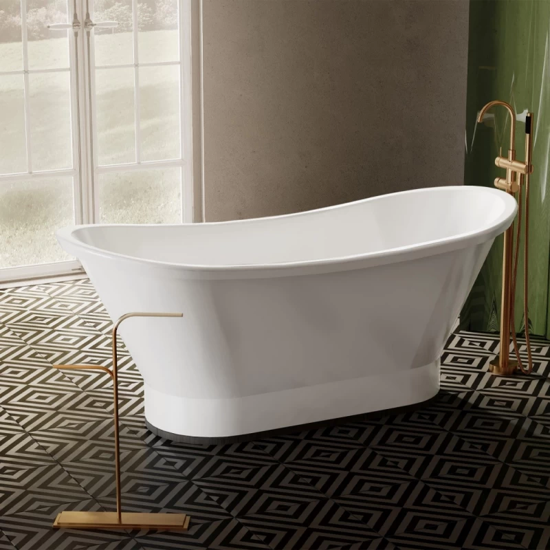 Cada freestanding compozit Coloana Charlotte 160.5x66 cm alb mat