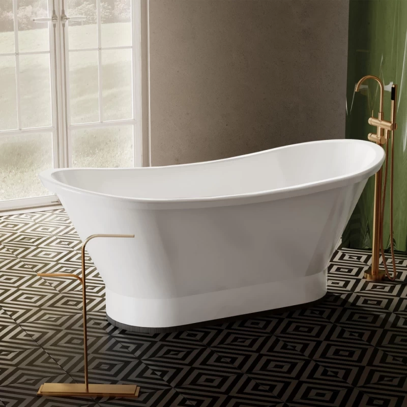 Cada freestanding compozit Coloana Charlotte 160.5x66 cm alb lucios