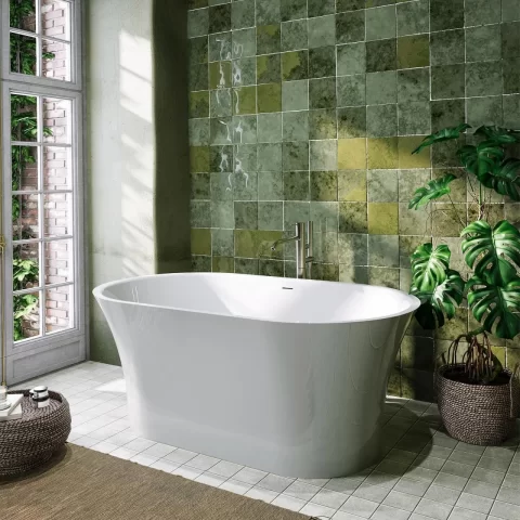 Cada freestanding compozit Coloana Helga 150x85 cm alb lucios