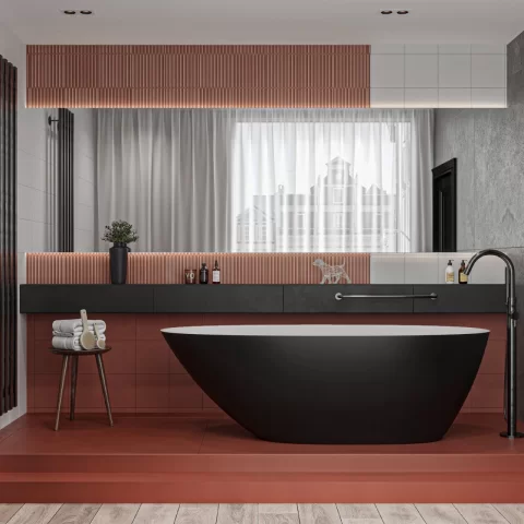 Cada freestanding compozit Coloana Melbourne 168.5x76 cm negru mat